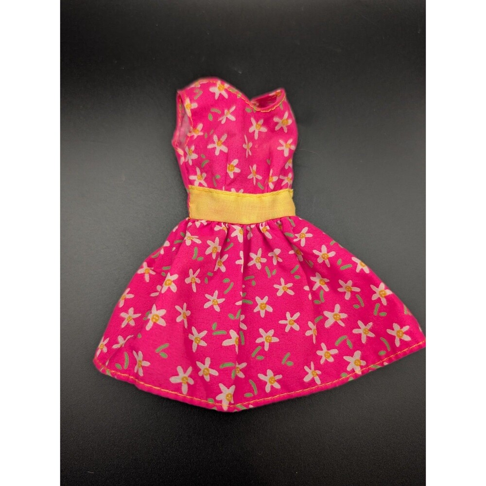 Vintage 90s Barbie Fashion Avenue Pink Floral Daisy Dress - Genuine Barbie Tag